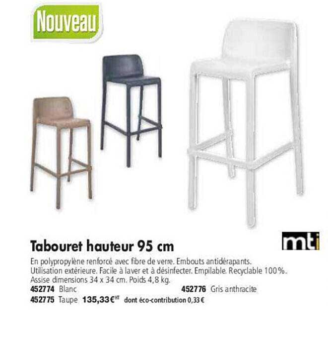 tabouret hauteur 95 cm mti