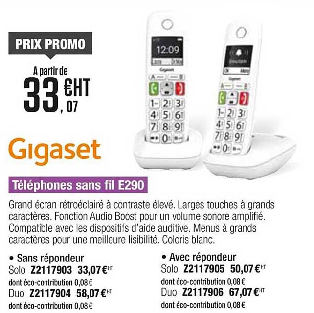 téléphones sans fil e290 gigaset