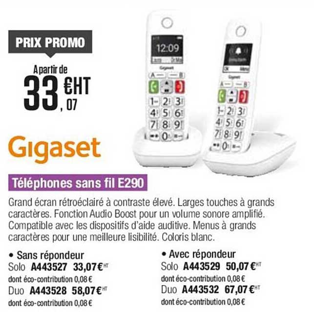 Téléphones Sans Fil E290 Gigaset