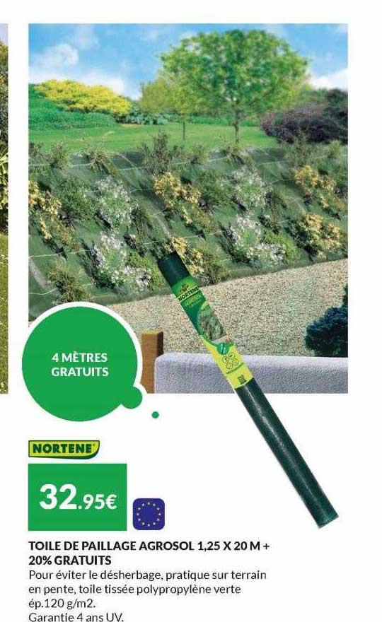 Toile De Paillage Agrosol 1,25 X 20 M + 20% Gratuits