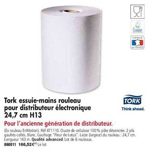 tork essuie-mains rouleau pour distributeur électronique 24,7 cm h13