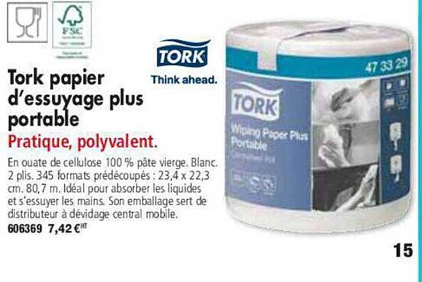 tork papier d'essuyage plus portable