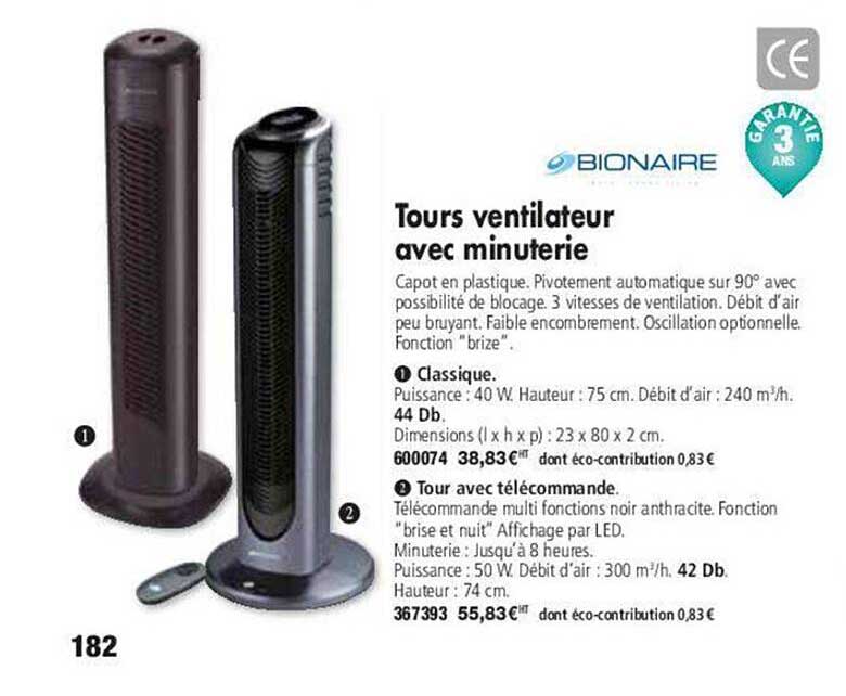 Tours Ventilateur Avec Minuterie Bionaire