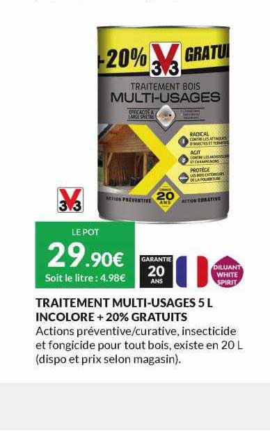 traitement multu-usages 5l incolore + 20% gratuits