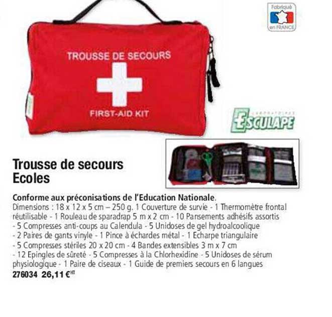 trousse de secours écoles esculape