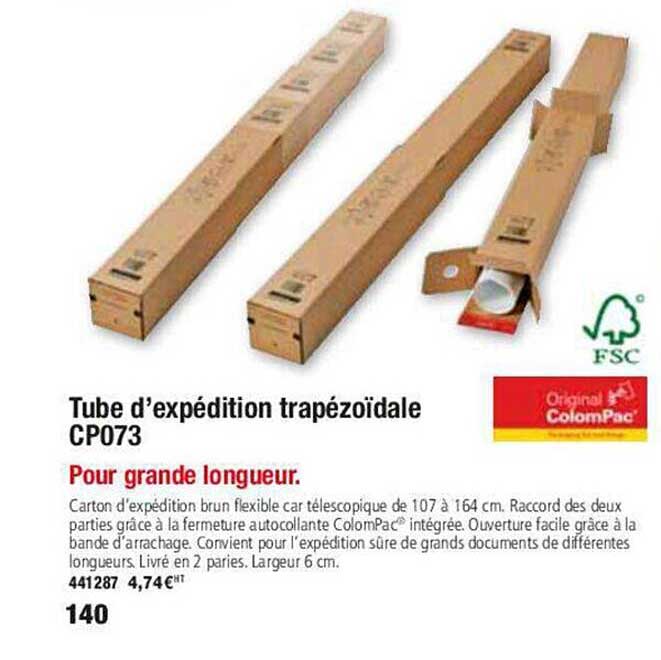tube d'expédition trapésoïdale cp073