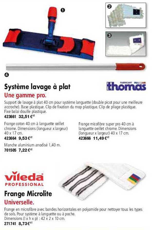 une gamme pro. système lavage à plat thomas