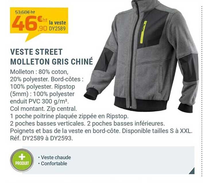 veste street molleton gris chiné