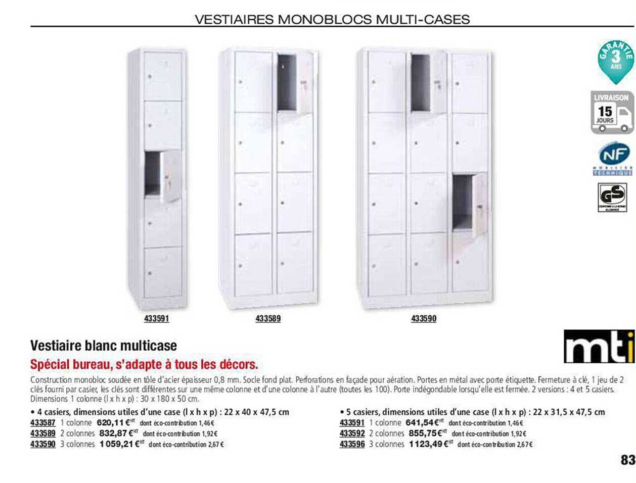 vestiaire blanc multicase mti