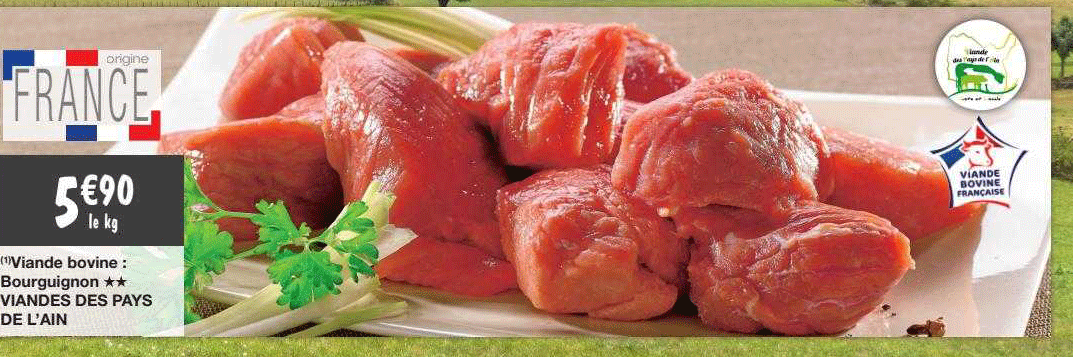 viande bovine : bourguignon ** viandes des pays de l'ain