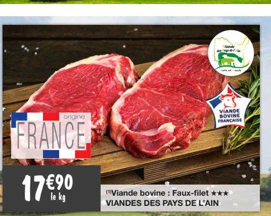 viande bovine : faux-filet *** viandes des pays de l'ain
