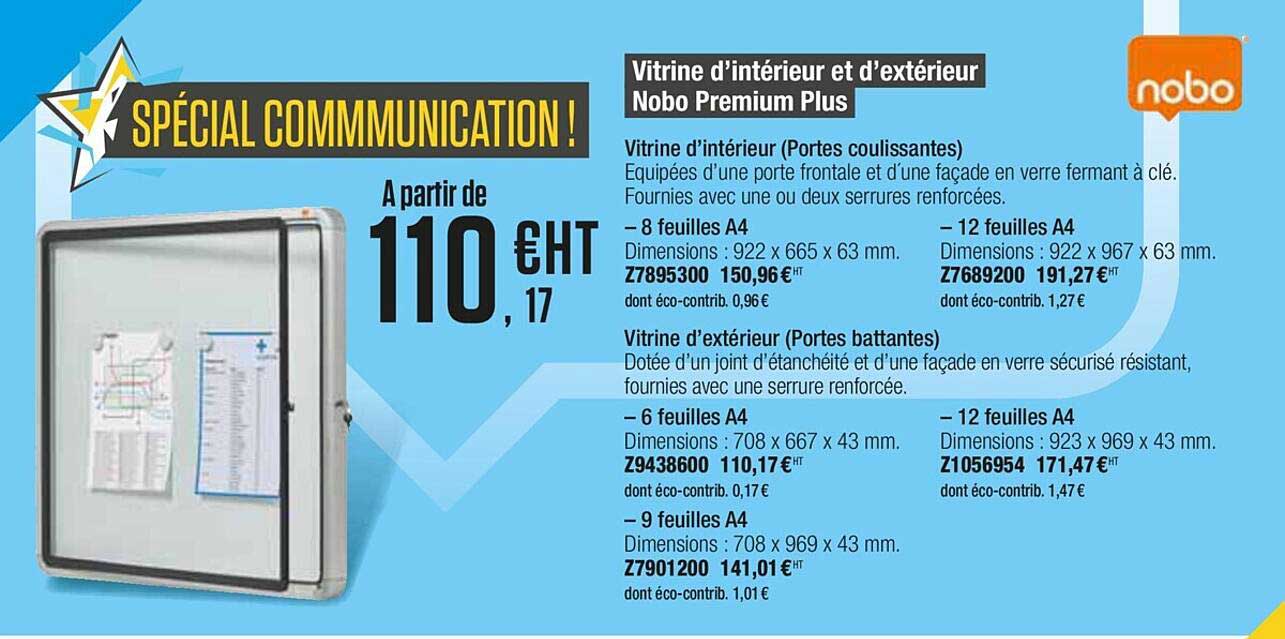 vitrine d'intérieur et d'extérieur nobo premium plus