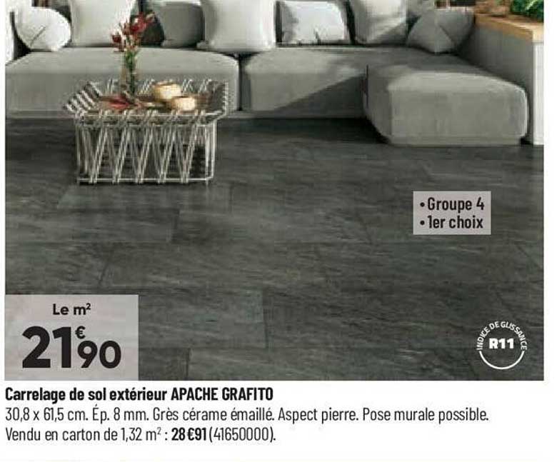 carrelage de sol extérieur apache grafito