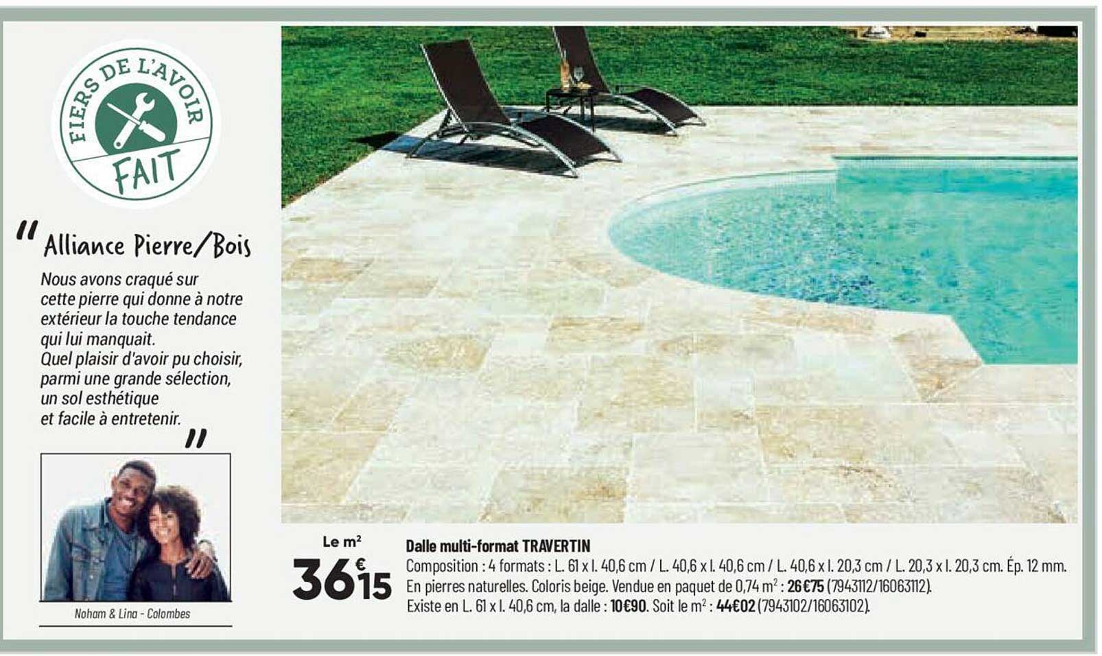 dalle multi-format travertin