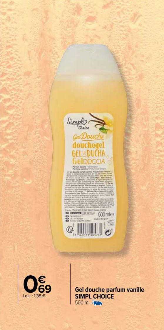 gel douche parfum vanille simpl choice