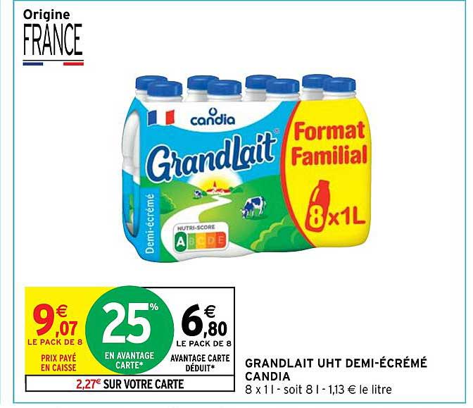 grandlait uht demi-écrémé candia