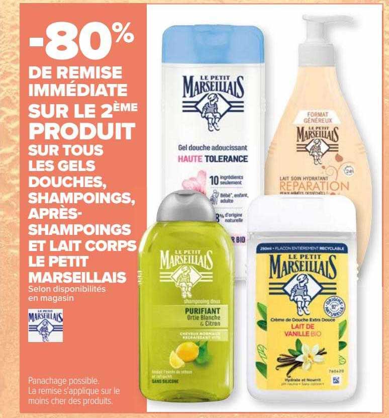 les gels douches, shampoings, après-shampoings et lait corps le petit marseillais