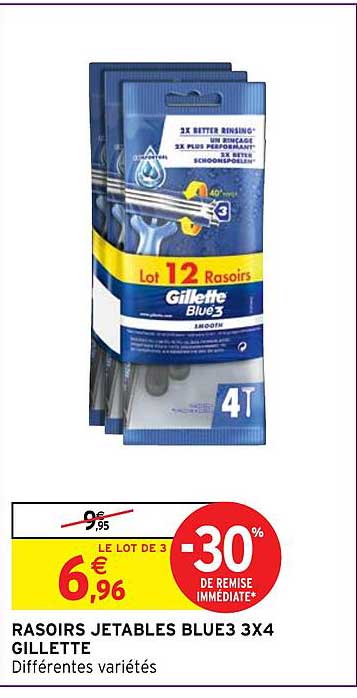 rasoirs jetables blue3 3x4 gillette