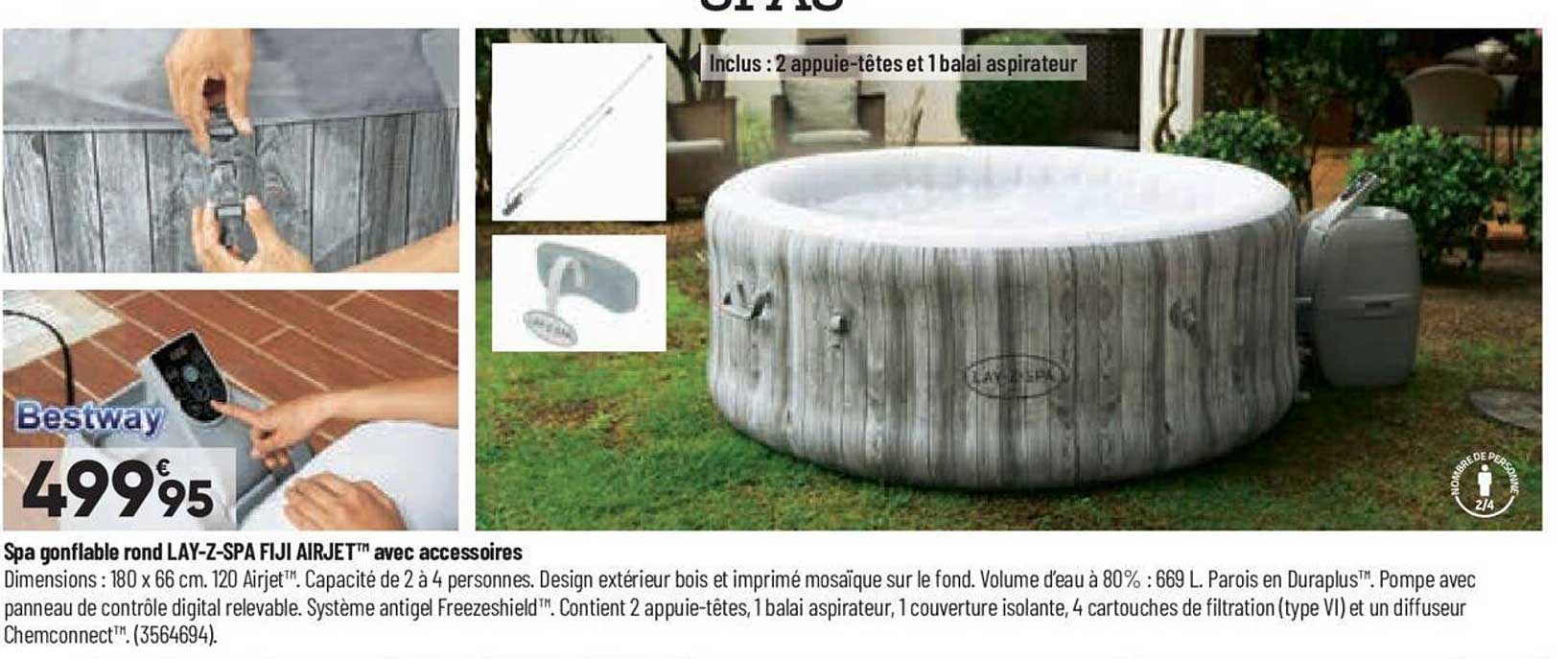 spa gonflable rond lay-z-spa fiji airjet avec accessoires bestway