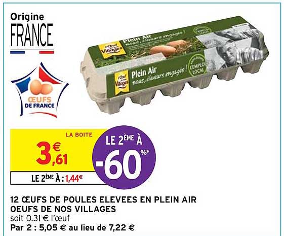 12 œufs de poules élevées en plein air œufs de nos villages