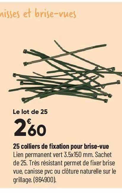 25 colliers de fixation pour brise-vue