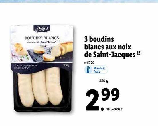 3 boudins blancs aux noix de saint-jacques deluxe