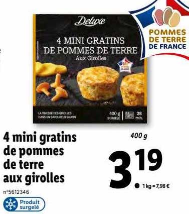 4 mini gratins de pommes de terre aux girolles deluxe