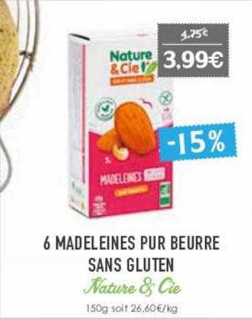 6 madeleines pur beurre sans gluten nature & cie