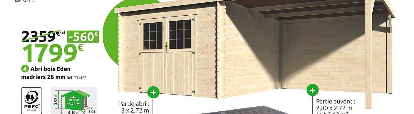 abri bois eden madriers 28 mm