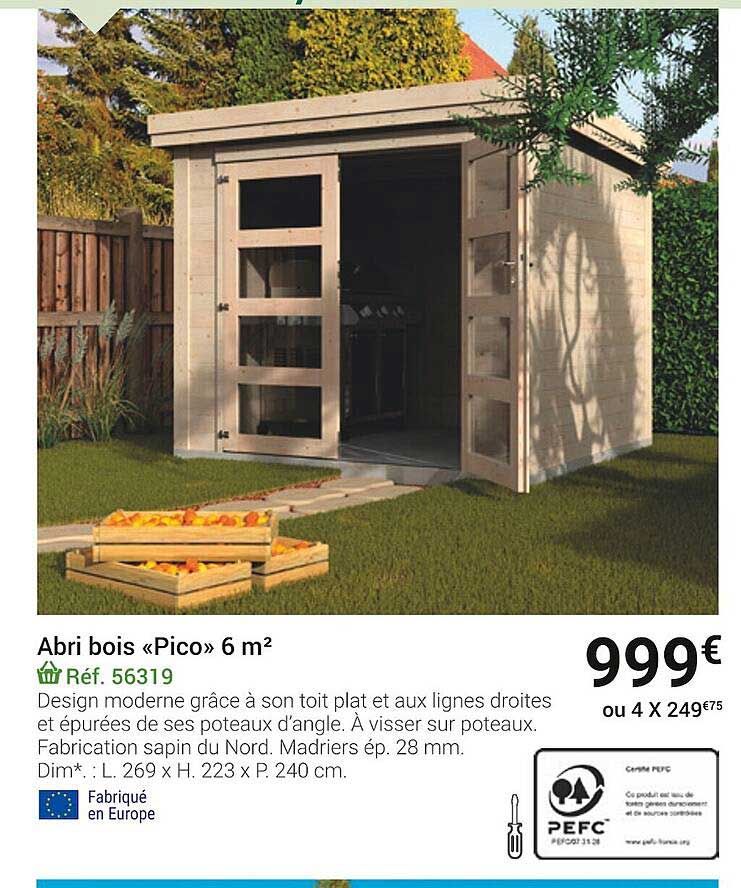 Abri Bois «pico» 6 M²