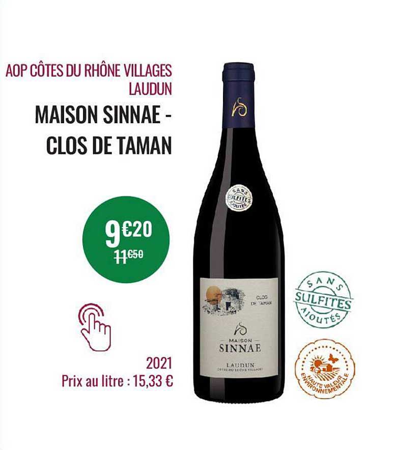 aop côtes du rhône villages laudun maison sinnae - clos de taman