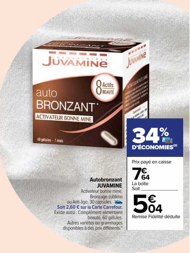 autobronzant juvamine