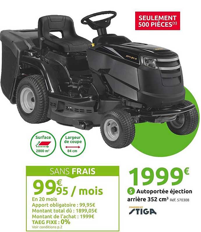 autoportée éjection arrière 352 cm³ stiga