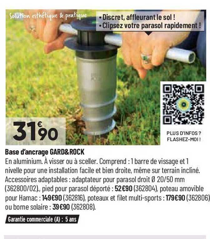 base d'ancrage gard & rock