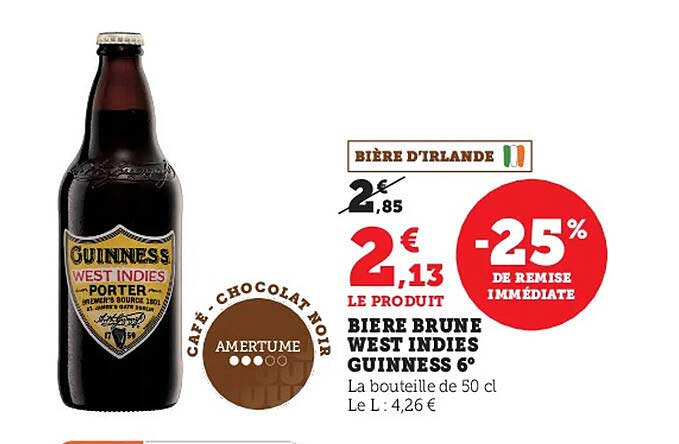 bière brune west indies guinness 6°