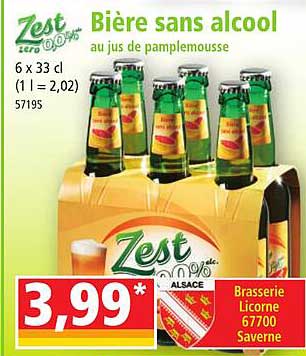 bière sans alcool au jus de pamplemousse zest zéro 0,0%