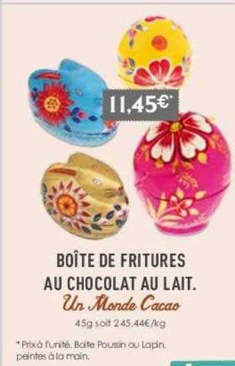 boîte de fritures au chocolat au lait un monde cacao