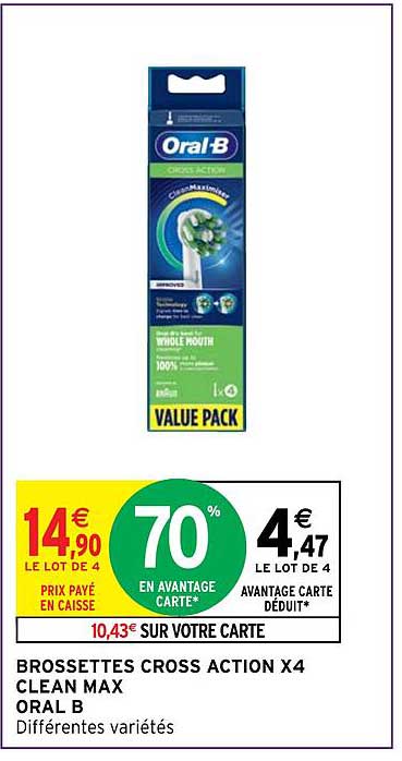 brossettes cross action x 4 clean max oral b