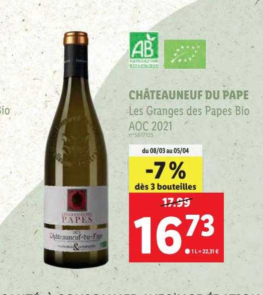châteauneuf du pape les granges des papes bio aoc 2021