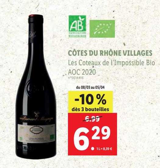 côtes du rhône villages les côteaux de l'impossible bio aoc 2020