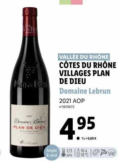 côtes du rhône villages plan de dieu domaine lebrun 2021 aop