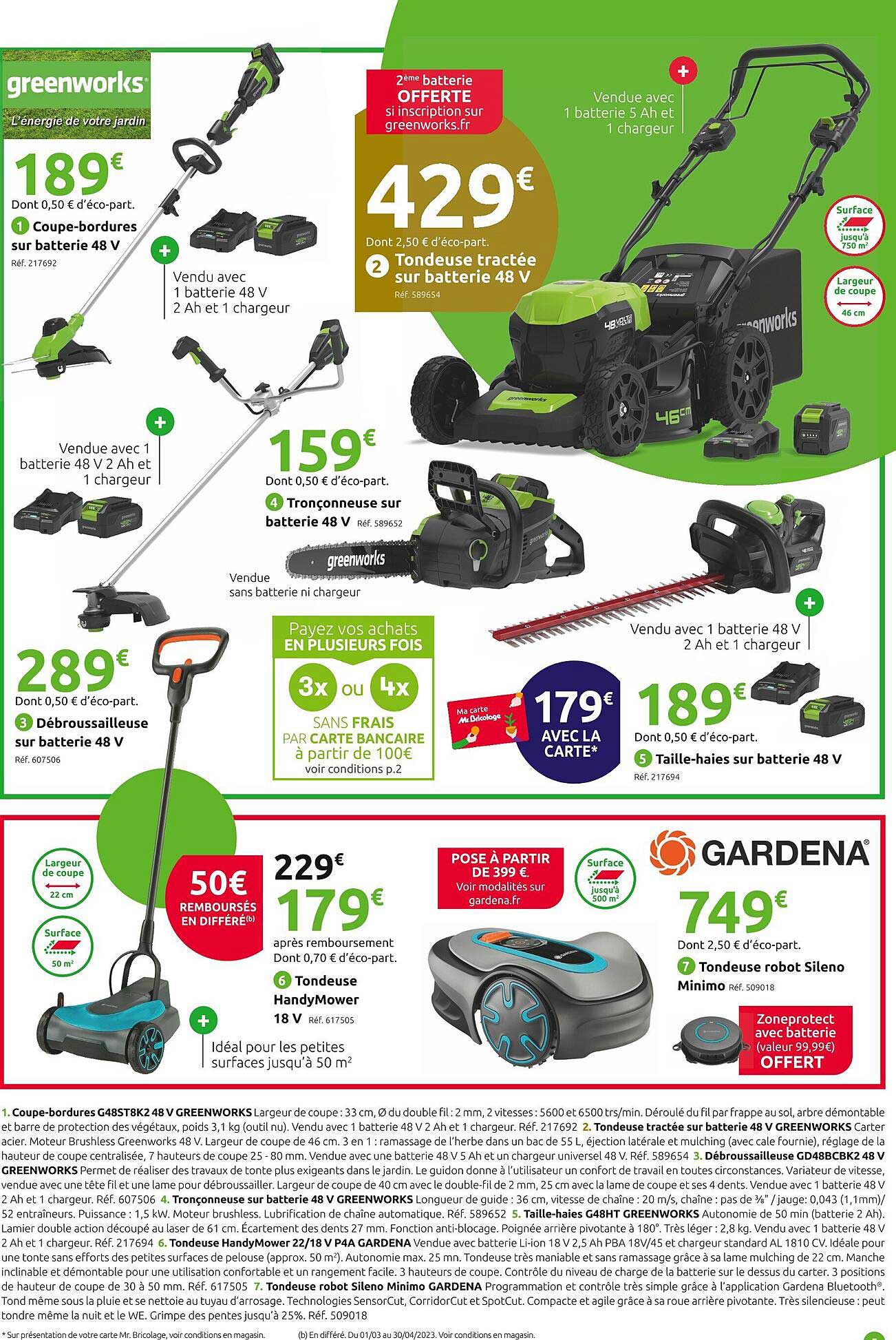 coupe-bordure sur batterie 48v, tondeuse tractée sur batterie 48v, tronçonneuse sur batterie 48v, débroussailleuse sur batterie 48v, taille-haie sur batterie 48v, tondeuse handymower 18v