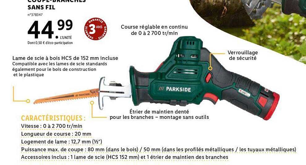 coupe-branches sans fil parkside