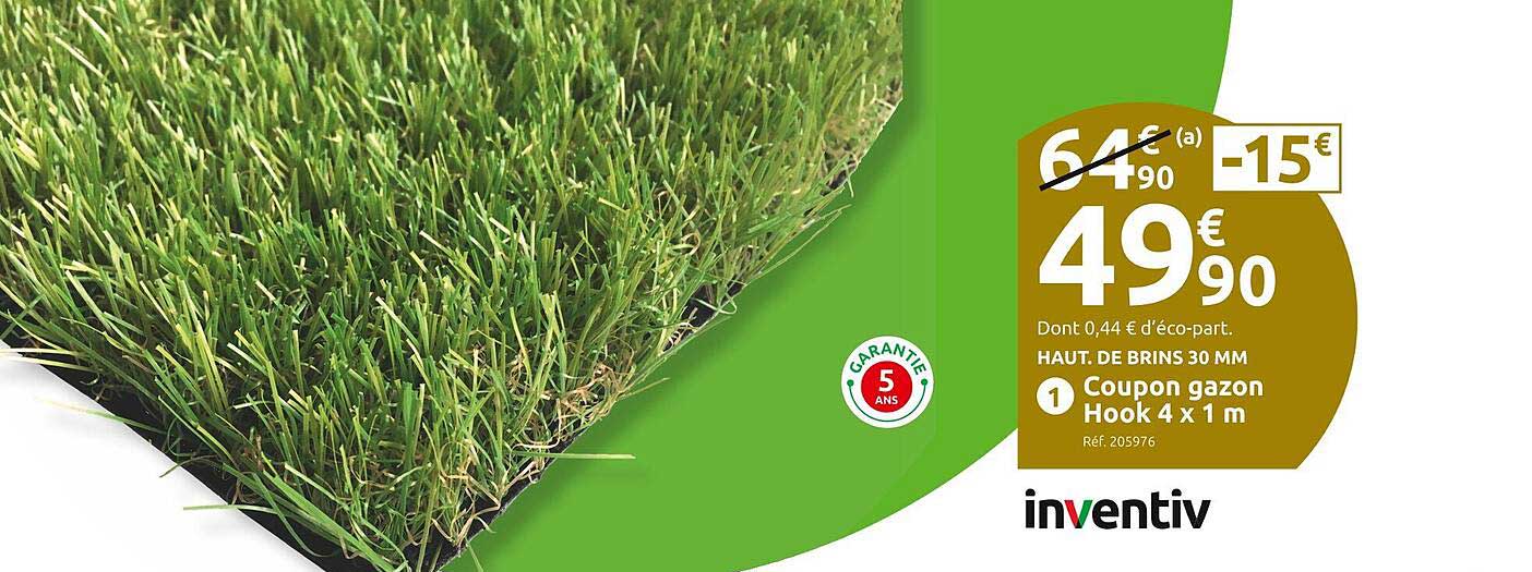 coupon gazon hook 4 x 1 m inventiv