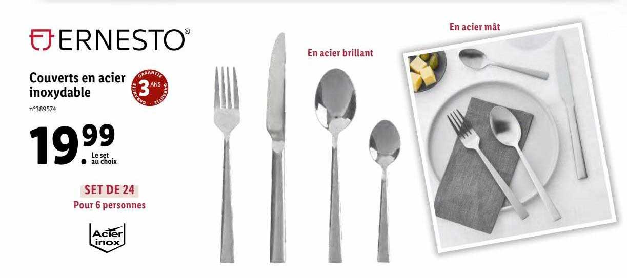 couverts en acier inoxydable ernesto