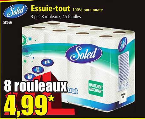 essuie-tout 100% pure ouate soled