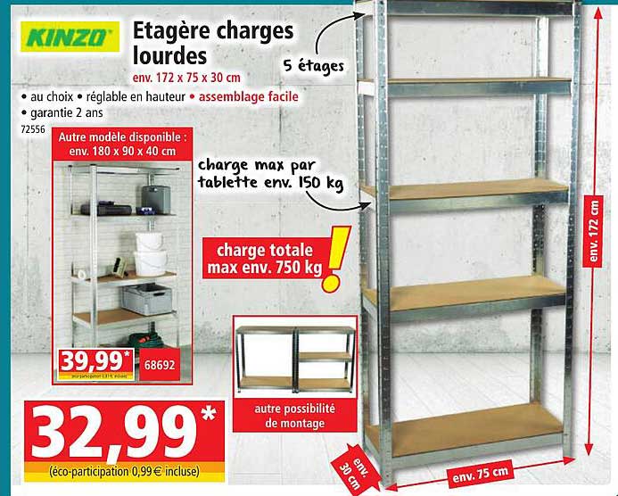 étagère charges lourdes kinzo