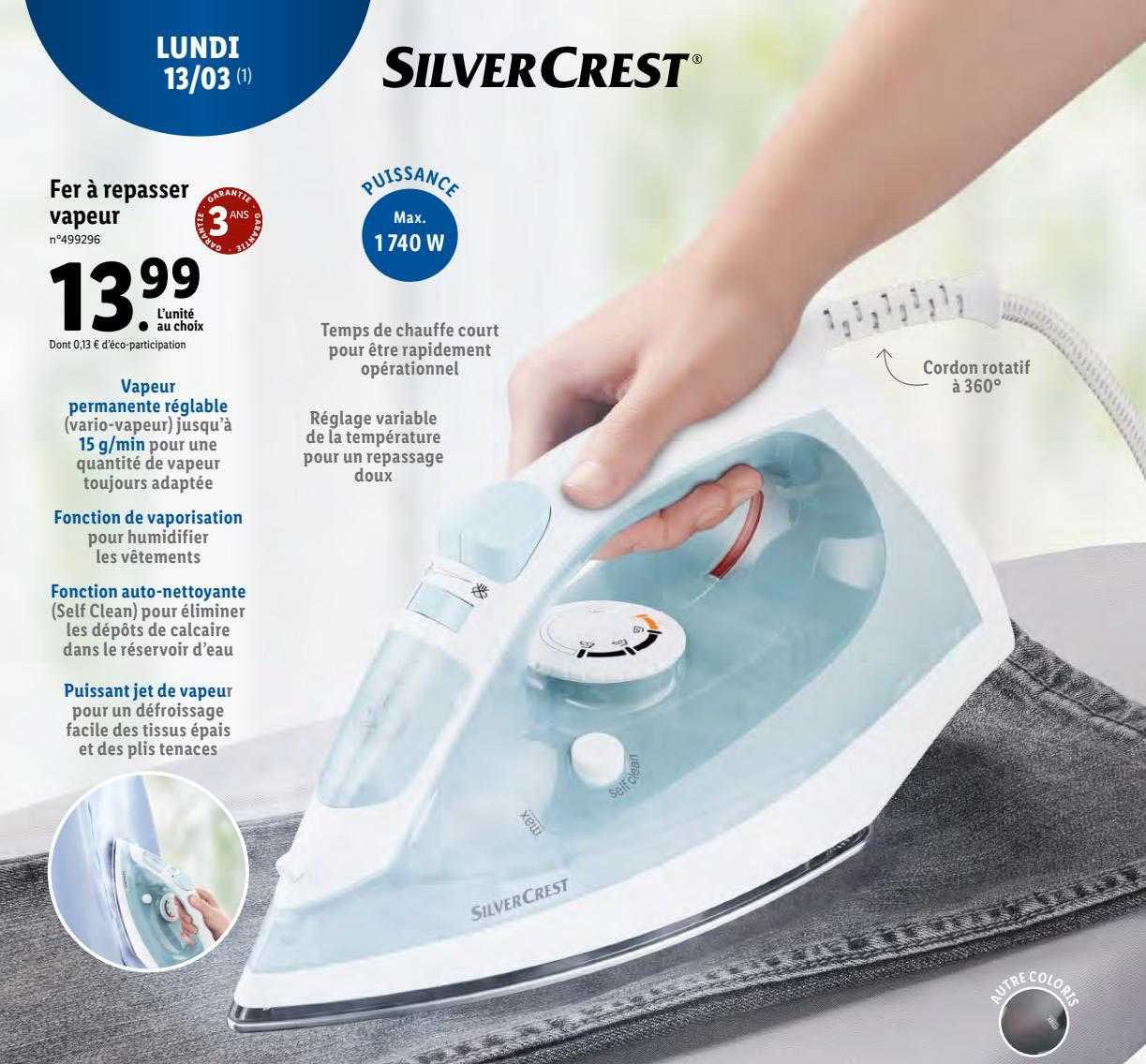 fer à repasser vapeur silver crest