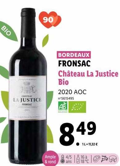 fronsac château la justice bio 2020 aoc