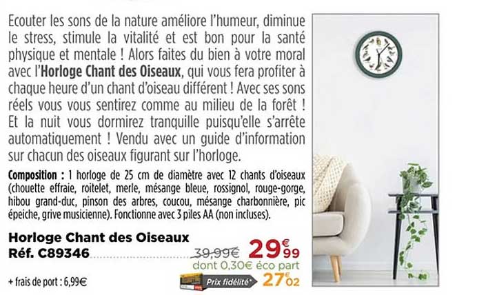 horloge chant des oiseaux